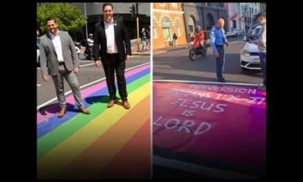 Van reënboog na pienk: Christenboodskappe verskyn op Waterfront-oorgang