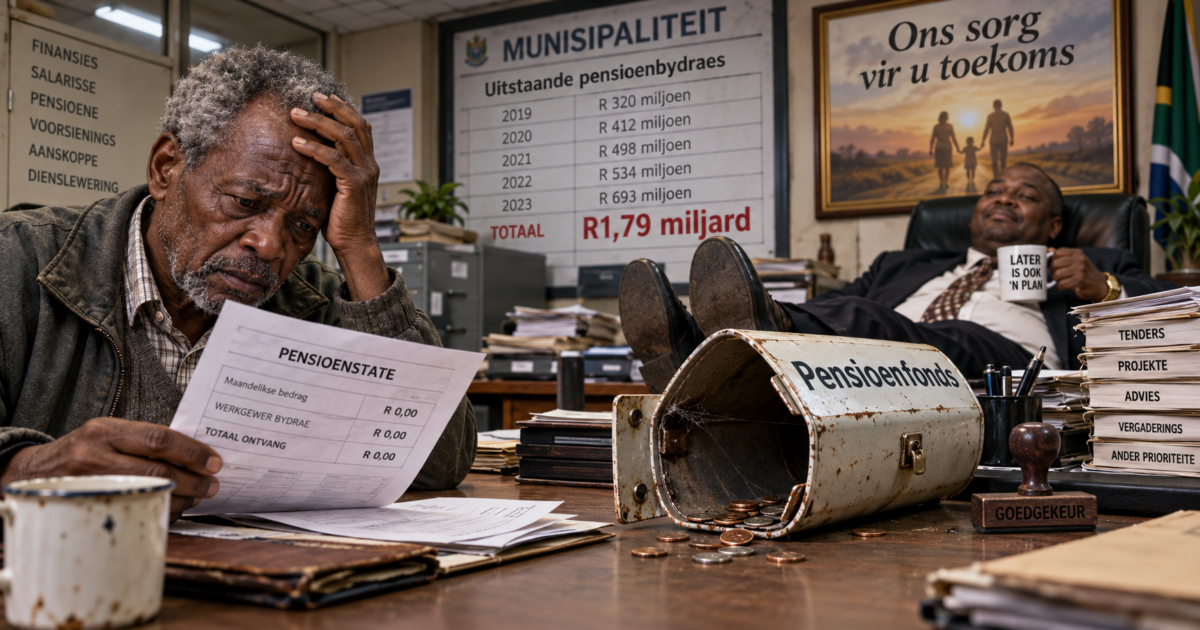 Jou salaris is betaal. Jou pensioen het glo verdwaal